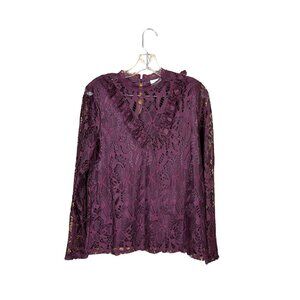 Vila Clothes Women's Wine Laced Long Sleeve Top